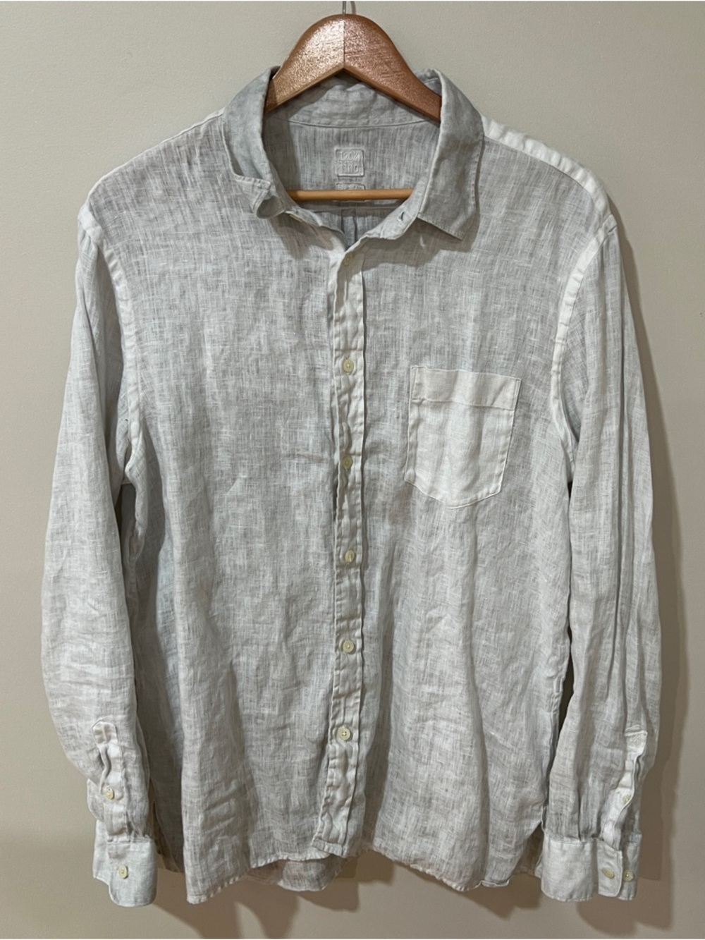 120% Lino Mens 100% Linen Garment Dyed Long Sleeve Button Up Shirt Size 2XL